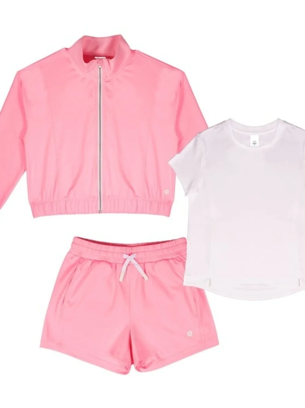 New!!! Soybu Youth Girls 3-piece Set Full Zip Jacket Tee Short Pink Color Size S
